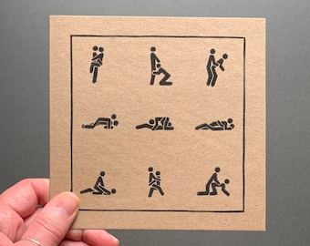 Kinky Card | Position Bingo | Lino Print Card