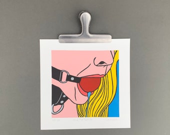 Erotic Art Print | Shut The F**k Up | Linocut Print | Pop Art