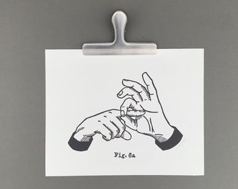 Original Linocut Print | Fig. 6a. | Hand Gesture Series