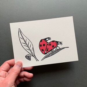 Linocut Print | Ladybird Lovers