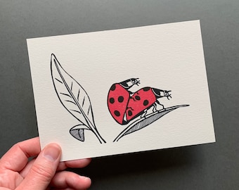 Linocut Print | Ladybird Lovers