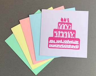 Kinky Birthday Card | One Year Kinkier | Linocut Card