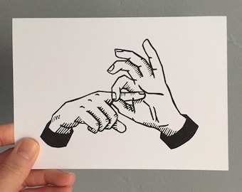 Lino Print Card | Hand Gesture | Handprinted Card