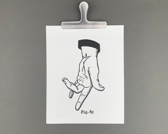 Original Linocut Print | Fig. 8g - Hand Gestures | Hand Printed