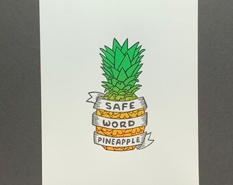 Original Linocut Print | Safe Word | BDSM Art