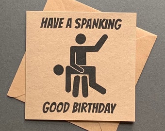 Kinky Birthday Card | Spanking Good Birthday | Linocut Card