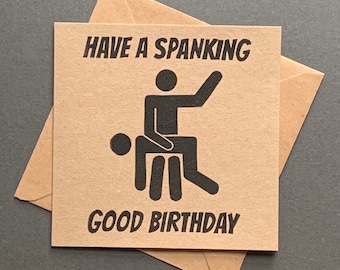 Kinky Birthday Card | Hand Printed Linocut | Spanking Good Fun