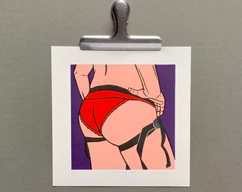 Erotic Art Print | Go Get The Lube | Linocut Print | Pop Art