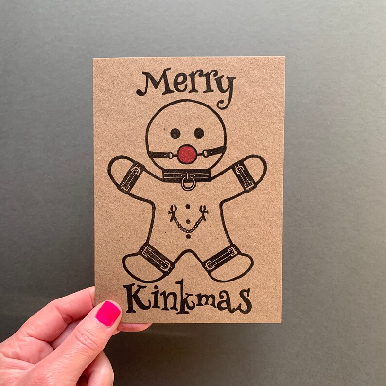 Kinky Christmas Card Kinkybread Man Linocut Print Card | Etsy