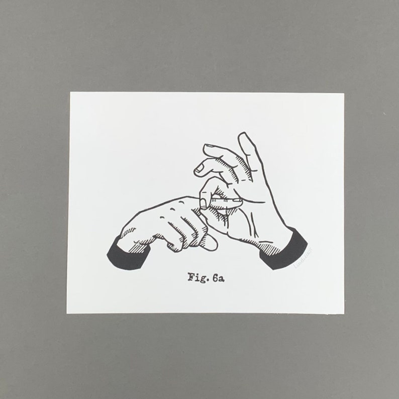 May include: Black and white illustration of two hands in a sign language gesture. The image is labeled "Fig. 6a". The hands are drawn with detailed lines and are set against a white background.