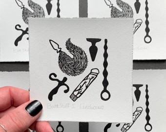 Erotic Art Print | Butt Stuff I | Linocut Print