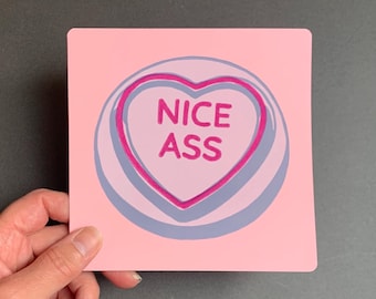 Kinky Card | Nice Ass Love Hearts | Lino Print Card