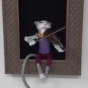 The Cat and the Fiddle sculpted figure in shadowbox