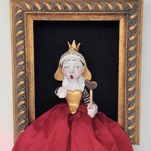 Queen of Hearts--sculpted figure/doll in shadowbox