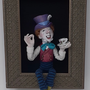 The Mad Hatter-- sculpted figure/doll in shadowbox