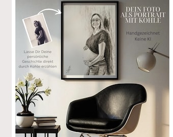 Personalisiertes Portrait vom Foto mit Kohle |Handgezeichnet digital download |besonderer Geschenk für Eltern| Geburtstag |Jubiläum