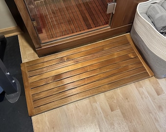 Large Teak Bath Mat | Wood Shower Mat | Bathroom Floor Mat | Wood Shower Rug | Sauna Mat | Bathroom Storage