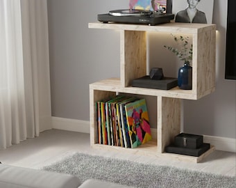 Modern Turntable Stand Vinyl Record Storage Cabinet 55x80 cm | Wooden Record Player Stand | Music Studio Furniture