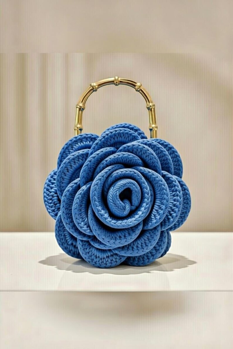 Personalized Crochet Rose Handbag | Handmade Evening Bag | Custom Name ...