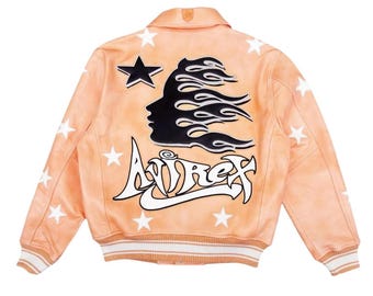 Leren Avirex-bomberjack, echte rundleren jas, Amerikaanse Varsity Street Style