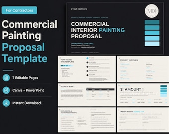 Modelo de proposta para pintura de interiores comerciais | Orçamento em Canva + PowerPoint (7 páginas)