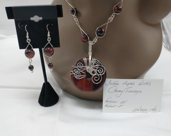 Cherry Tigers Eye Necklace Set