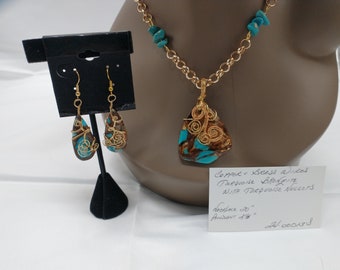 Turquoise in Bronzite Necklace Set