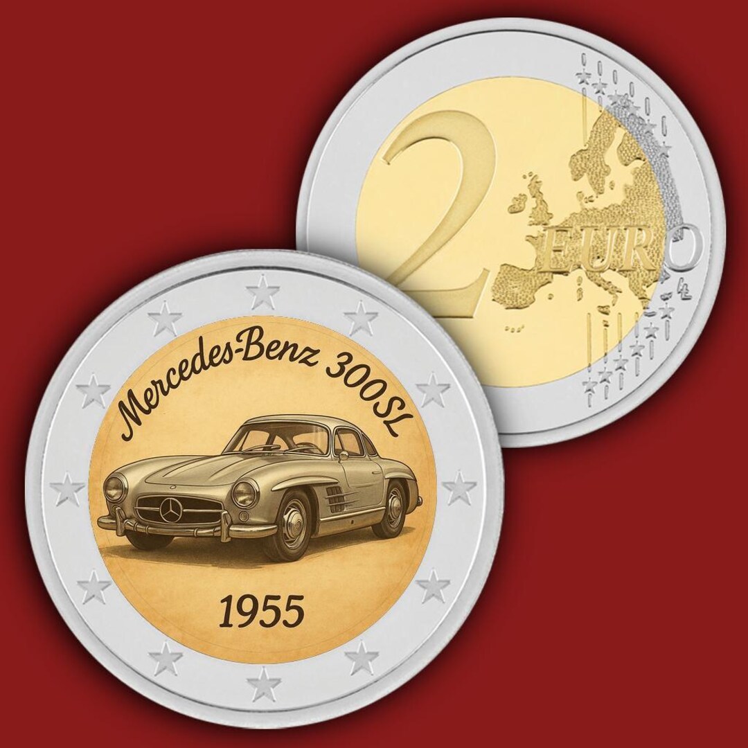 Custom 2 Euro Souvenir Coin – Mercedes-benz 300SL Gullwing Collectible ...