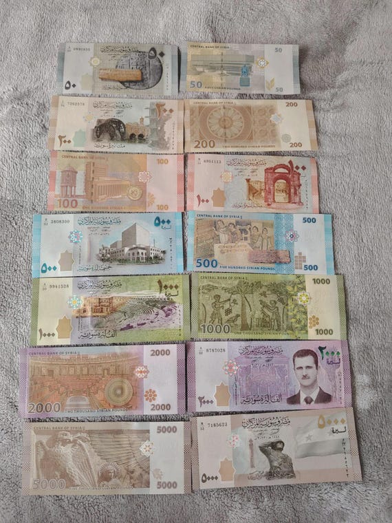 Complete Syrian Banknote Collection  50 to 5000 SYP | Historical Currency Set | Collectible Paper Money