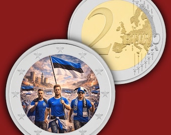 ESTONIA EESTI - Football Championship 2026 Fans Collector Coin - 2 Euro Coloured Unc Color Coin
