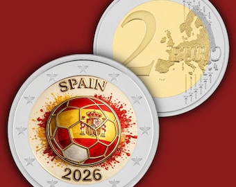 SPAIN WORLD Cup 2026 2 Euro Coloured Unc Color Coin