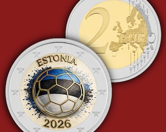ESTONIA 2026 WORLD Cup Euro Coloured Unc Color Coin
