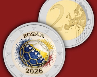 BOSNIA WORLD Cup 2026 2 Euro Coloured Unc Color Coin