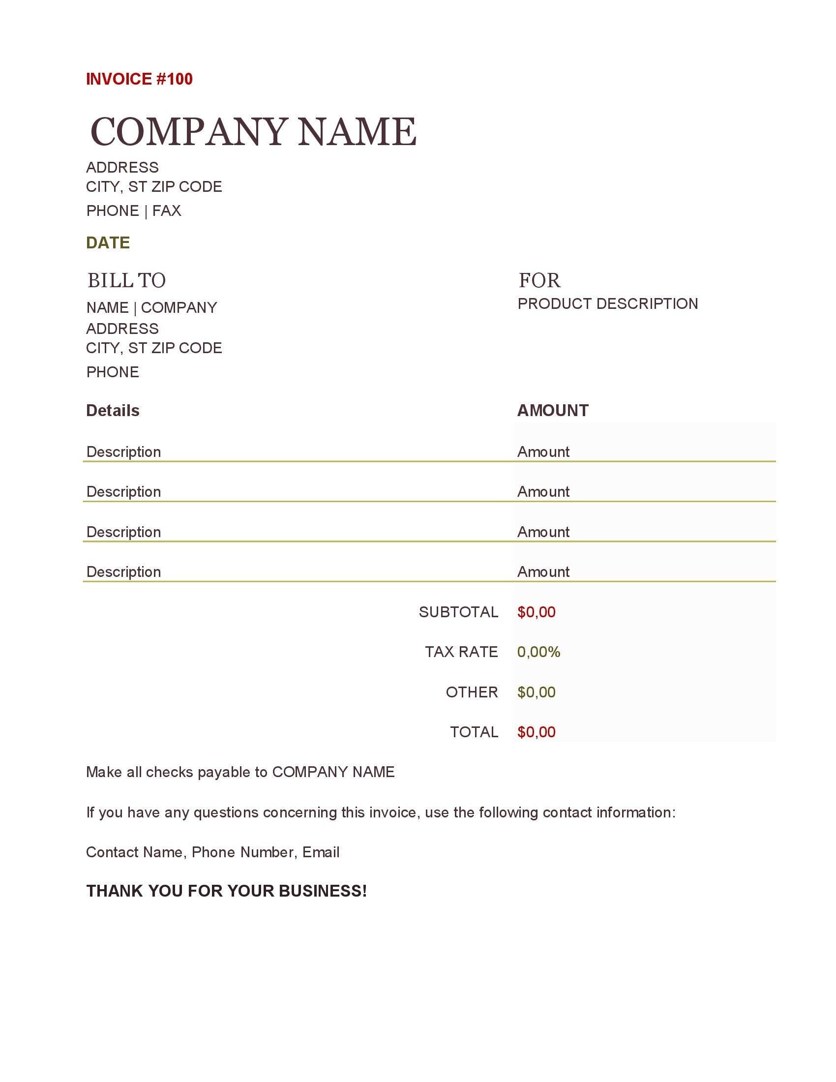 excel invoice template editable invoice receipt template etsy