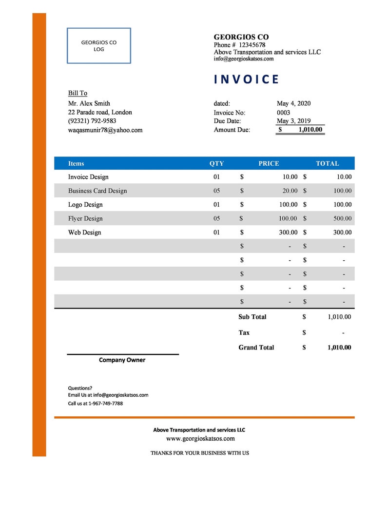excel invoice template printable invoice business invoice etsy