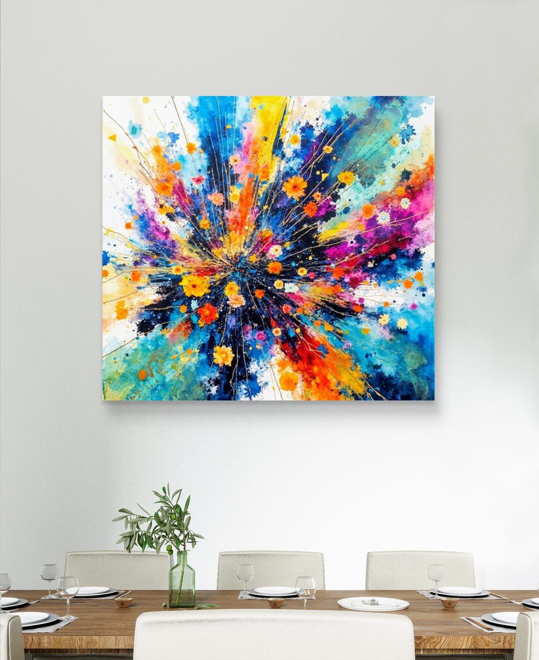 Vibrant Floral Explosion Canvas Print - Abstract Colorful Wildflower ...