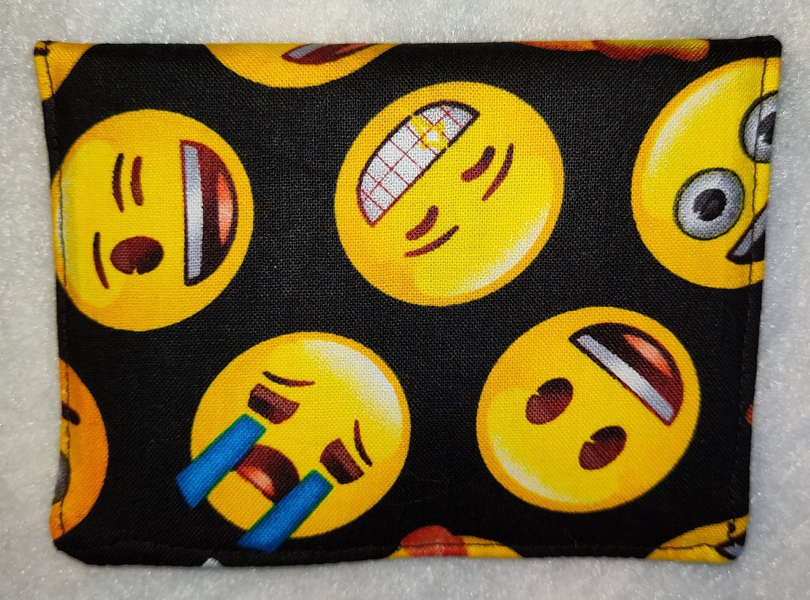 Mini/kids Emoji Print Cotton Fabric Wallet/2 Pocket Card Etsy