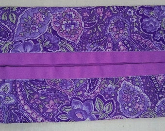 Purple Paisley and Floral Print Fabric Travel Tissue Pouch/Holder