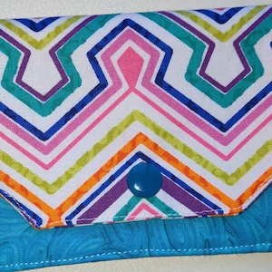Cartera de tela de algodón con estampado Chevon de arco iris Mini/para niños/Titular de tarjeta de 2 bolsillos