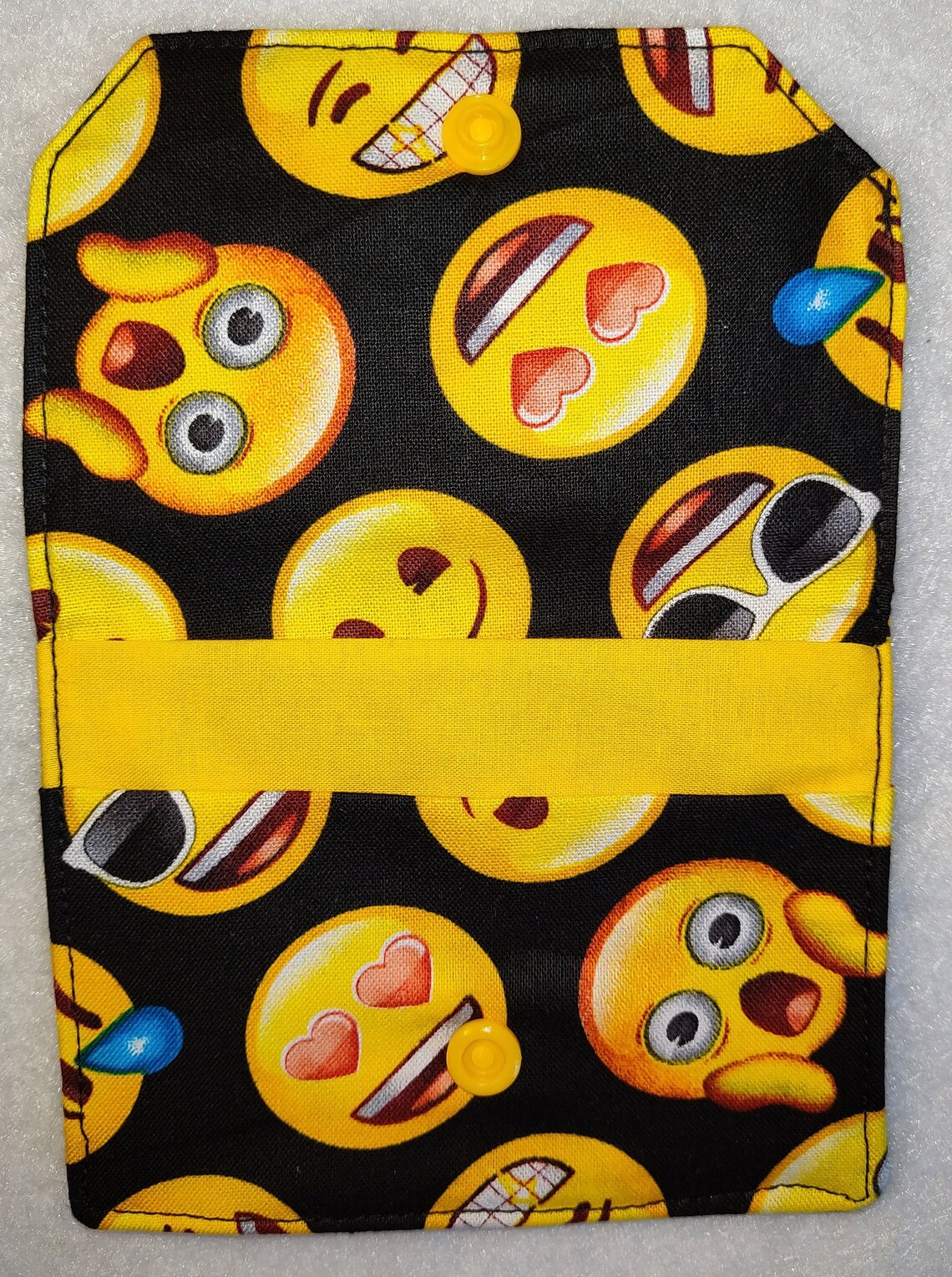 Mini/kids Emoji Print Cotton Fabric Wallet/2 Pocket Card Etsy