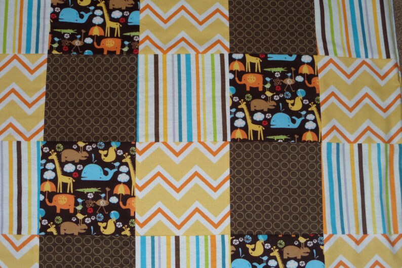 Brown Animal Patchwork Flannel Baby Boy Blanket Etsy
