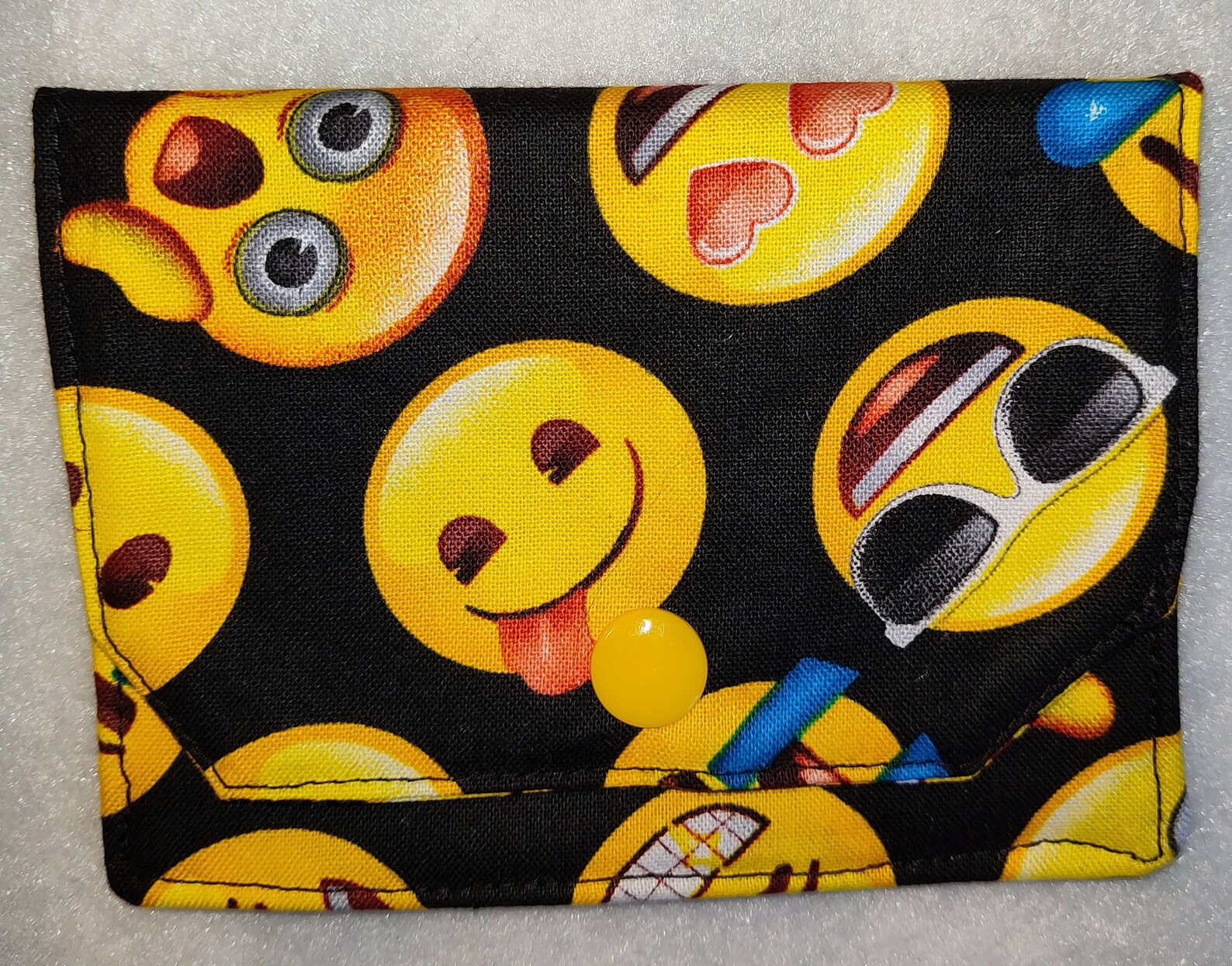 Mini/kids Emoji Print Cotton Fabric Wallet/2 Pocket Card Etsy