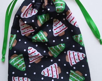 Large Christmas Cookies Drawstring Reusable Holiday/Christmas Fabric Gift Bag