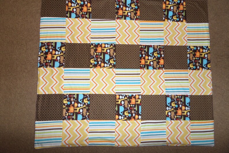 Brown Animal Patchwork Flannel Baby Boy Blanket Etsy