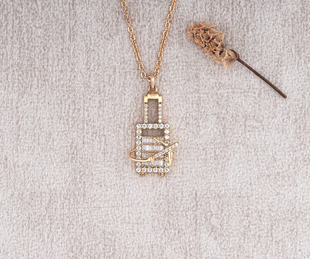 Iced Out Pendant, Yellow Gold Diamond Airplane Pendant and Chain, Plane ...