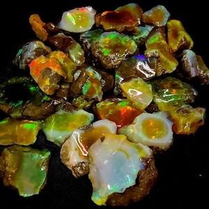 Ethiopian Welo Opal Rough Lot: Natural Fire Opal Crystal Display Specimens