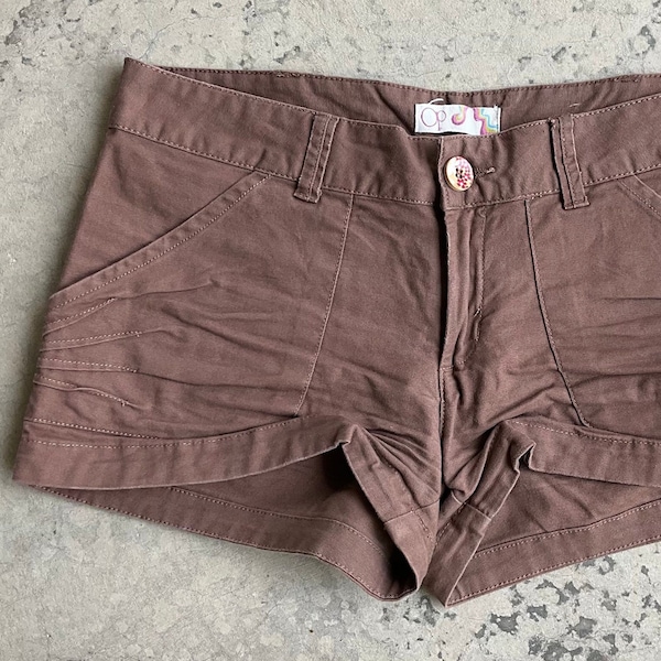 Vintage Shorts, sz 9, 34W 30 Waist, Op brand, 90s Y2K, brown shorts, low rise, festival booty shorts, boho hippy, daisy dukes, low rise