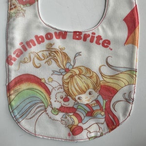 Rainbow Brite Bib - Vintage sheets bib - recycled bed sheets - 90s 1990s Baby - 1980s 80s toddler - Gift for niece - baby shower gift