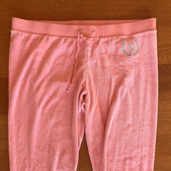 Vintage Juicy Couture, Tracksuit bottoms, Bubblegum pink, retro terry sweats, terrycloth, y2k Paris Hilton, Kim K 2000s, Size XL, track pant