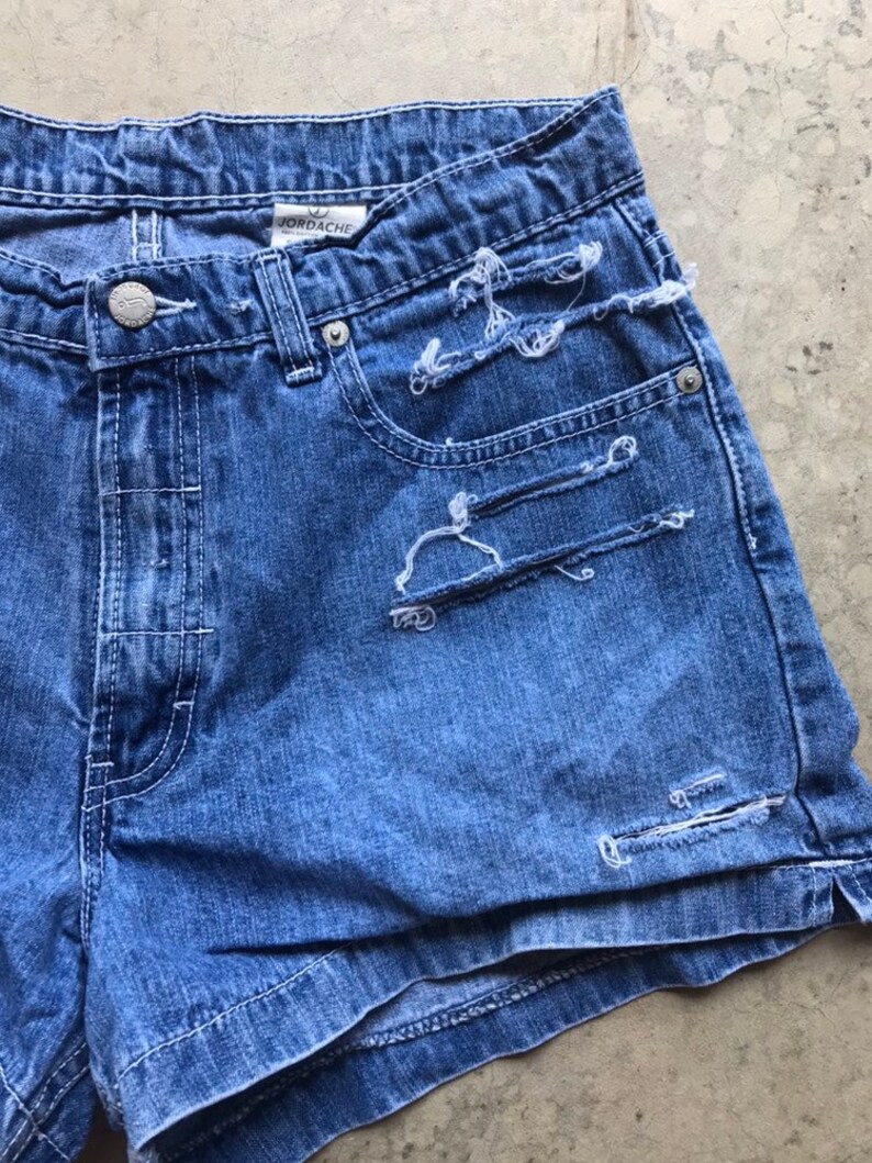 Women shorts vintage 80s 90s destroyed distressed sz 10 11 12 summer vacation beach Jordache ripped sustainable clothing high waisted